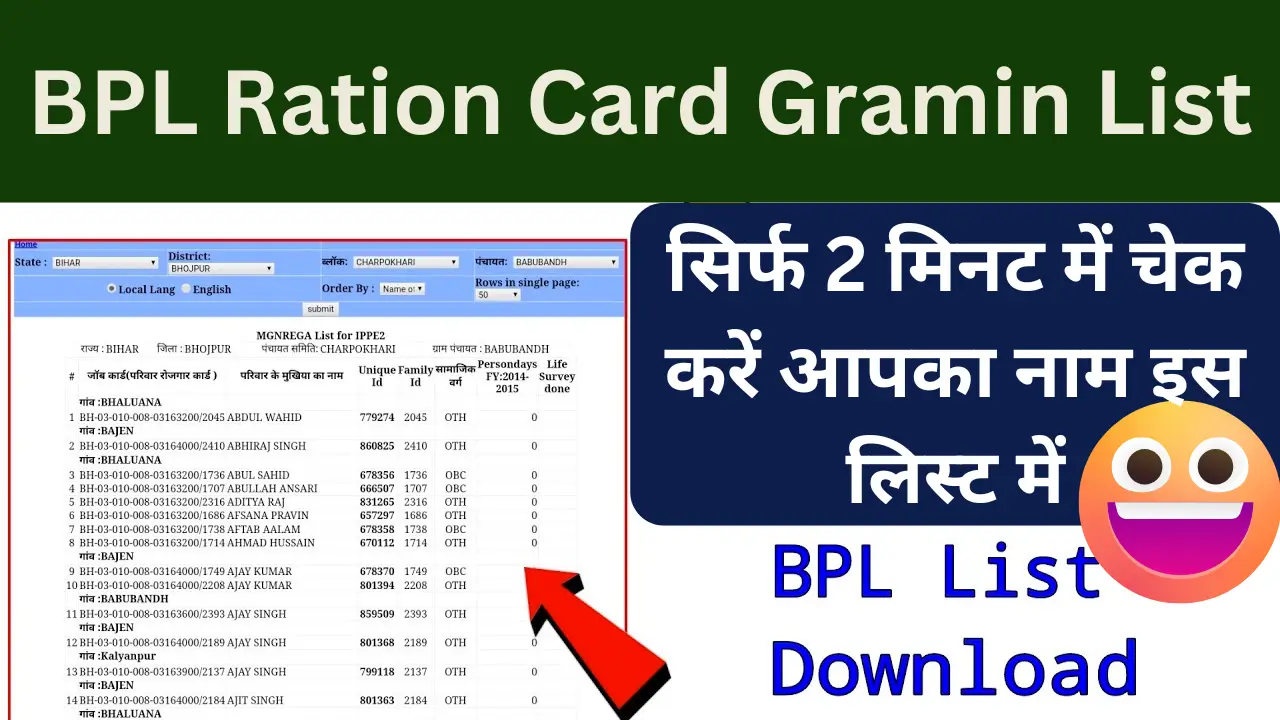 BPL Ration Card Gramin List